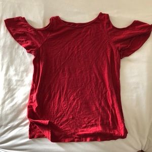 LOFT Red Cold Shoulder Top